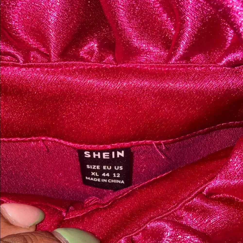 SHEIN Vibrant Pink Satin Blouse